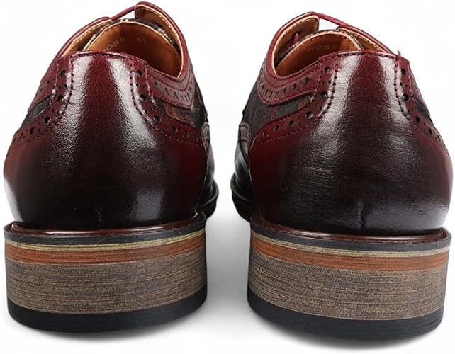 Men's Leather Floral Print Brogue Dress Shoes